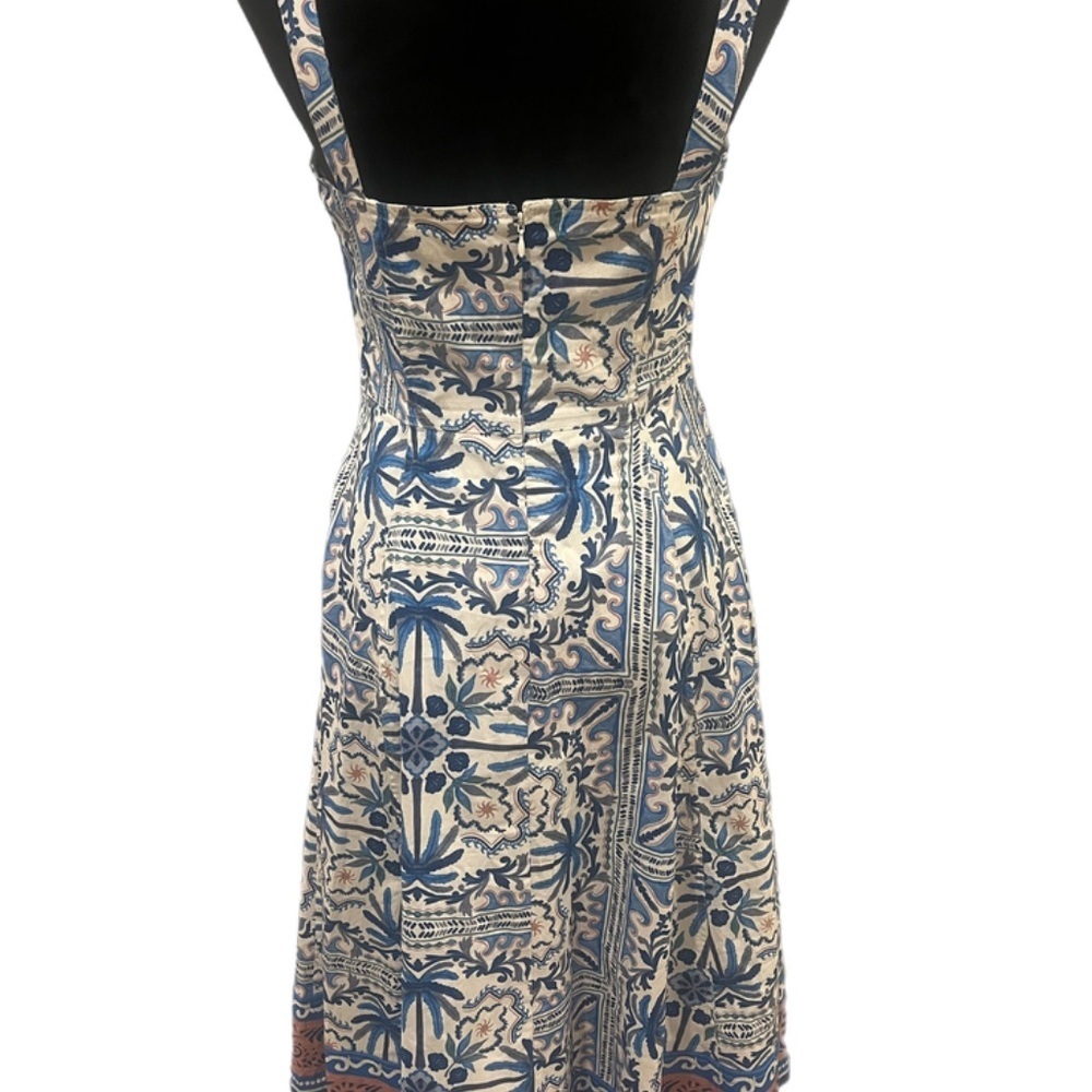 Avec Les Filles Blue and White Palm Midi Dress- size 4 - Picture 5 of 7